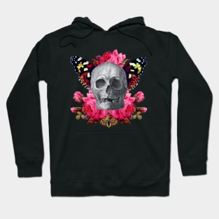 Skull with flowers and butterfly wings Hoodie